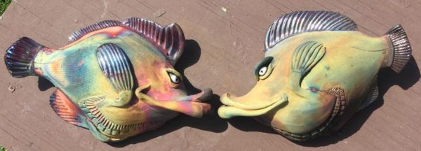 Kissing Fish Raku Fired - Image 4