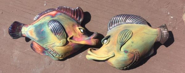 Kissing Fish Raku Fired