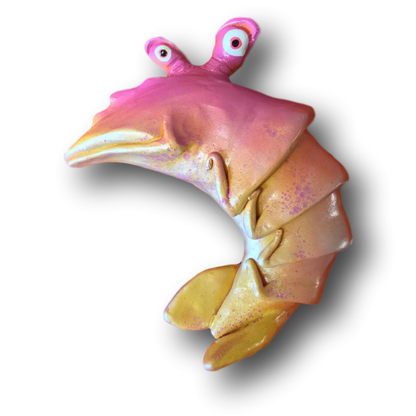 Yellow Pink Hipster Shrimp Fish With Attitude