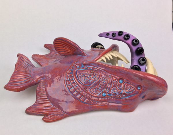 Large Toothy Pink Fish "Lucky Lucy" - Image 4