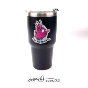 30oz Stainless Steel Travel Mug with lid - Puffer Fish Sticker