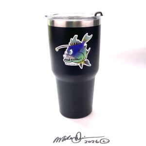 30oz Stainless Steel Travel Mug with lid -  Angler Fish Sticker