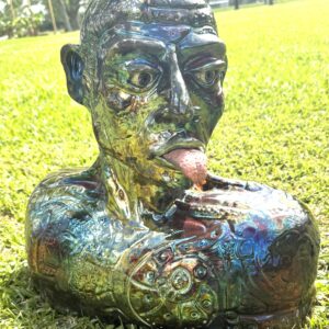 The Earl Of Imaginera- Raku Sculpture - Fish With Attitude